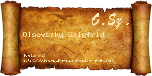 Olsovszky Szigfrid névjegykártya